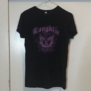 Black T-Shirt with Purple Graphic